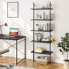 Industrial Ladder Shelf 5-Tier Bookcase Rack 180CM Storage Unit (Black)