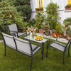 4 Pcs Garden Furniture Set Table &Chairs Patio Balcony Outdoor Indoor Glass Mesh