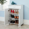 White Oak Shoe Cabinet Storage 2 Door 1 Drawer Hallway Cupboard Shoe Tidy