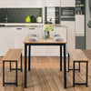 3 PCS Dining Table Set Dining Table & 2 Benches 2-4 Persons W/ Anti-Rust Frame