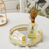 Vintage Golden Round Mirror Glass Candle Tray Plate Vanity Table Perfume Display