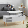 Coffee Table with Lift Top Storage Compartment Wood Living Room Reception Table