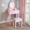 Kids Wooden Fantasy Dressing Table Vanity Set W/3 Drawers&Stool&