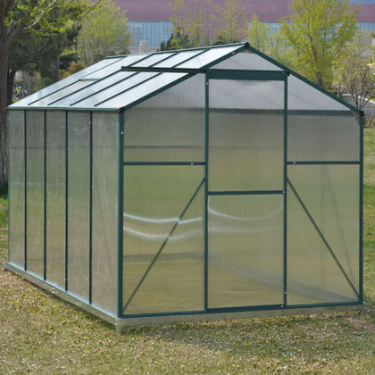 8ftx6ft Walk In Greenhouse Polycarbonate Panel Aluminium Frame With Foundation