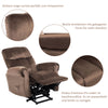 Single Sofa Fabric Power Lift Electric Recliner Chair Armchair Rise Chair Brown