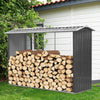 240cm Garden Log Store Metal Shed Outdoor Firewood Stacking Tool Storage House