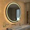 24" Round LED Bathroom Mirror Dual-Lights Smart Vanity Mirror Memorize Function