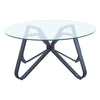 Round Coffee Table Modern 80cm Living Room Glass Top Accent Table Home Furniture