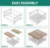 White Oak Coffee Table 2 Tier Square Unit Open Storage Shelf Metal X Shaped Legs