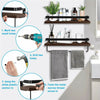 Industrial Wood Bathroom Shelf Shelves Floating Wall Mounted with Towel Hanger