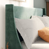 Merax Upholstered Double Bed Modern Velvet 4FT6 Winged Headboard Green/Grey