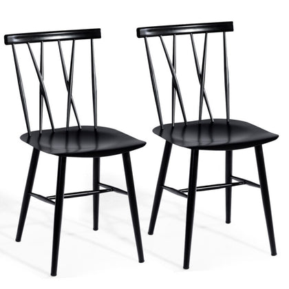 Set of 2 Kitchen Breakfast Dining Chairs Steel Counter Height Stools W/ Backrest