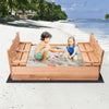 Outdoor Kids Sand Pit Ball Box Convertible Cedar Sandbox 2 Foldable Bench Seats