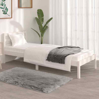 vidaXL Bed Frame Wood Pine 75x190 cm White 2FT6 Small Single GF0