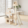 Multi-Layer Wooden Cat Tree 156cm Tall Cat Tower Modern Kitten Activity Center