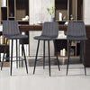 2X Grey Velvet Bar Stools Breakfast Stool Kitchen Pub Chair Metal Leg Modern