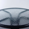 Black Metal Frame Round Bistro Table w/ Glass Tabletop Outdoor Dining Furniture