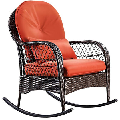 Outdoor Patio Rattan Chair Wicker Metal Rocking Armchair Garden Furniture Set