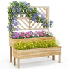 Wooden Raised Garden Bed w/ Trellis 2-Tier Elevated Planter Box Plant Container