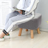 Linen Footstool Upholstered Padded Stool Pouffe Seat Footrest Chair Wooden Legs