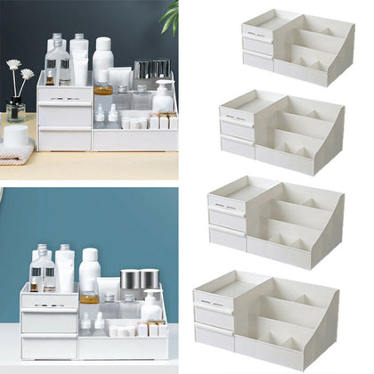 Dressing Table Top Organiser Make Up Holder Storage Box with 2 Sliding Drawers