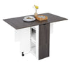 Wooden Mobile Drop Leaf Dining Table Stool Set Folding Kitchen Furniture Grey