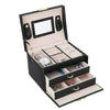 Jewelry Box Organizer Portable Travel Leather Jewellery Ornaments Storage Black