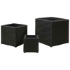 3 Pcs Garden Rattan Planter Pot Set Outdoor Flower Plant Boxes Pots Square