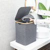Linen Fabric Laundry Basket Hamper Bin Dirty Clothes Storage Organizer with Lid