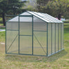 Modern Green UV Safe Garden Greenhouse Aluminium Frame +PE Board w/Sliding Door
