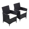 2/4 Outdoor Garden Furniture Cushioned Black Rattan Chairs Set Patio Wicker Seat