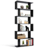 6-tier Bookcase Industrial S-Shaped Bookshelf Wooden Storage Display Shelf Home