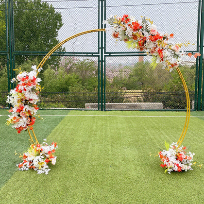 2m Tall Gold Wedding Arch Frame Moongate Round Flower Ballon Garland Backdrop UK