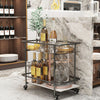Mobile Wine Drinks Shelf Trolley Serving Cart Kitchen Glass Bar Rack Side Table