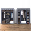 Mondeer Canvas Wardrobe Storage Organiser Fabric with Rail & Shelves Grey/Black