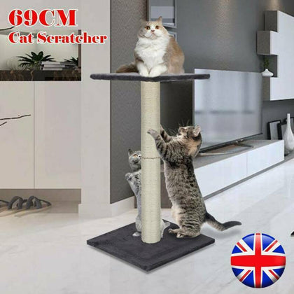 NEW Cat Scratching Post Play 69cm Grey Woven Sisal Post Tall Climbing Tree UK