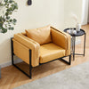 Faux Leather Sofa Armchair Couch Living Room Metal Leg 1/2 Seaters Yellow Brown