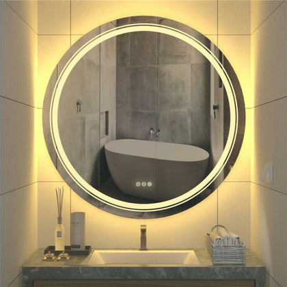 Chic 60cm Round Bathroom Mirror Illuminated Vanity Makeup Mirror Studio Beauty