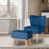 Home Velvet Accent Chair Ottoman Set Oyster Occasional Chair Upholstered Living