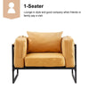 Single Faux Leather Sofa Brown Armchair Metal Legs Living Room Office Modern