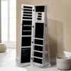 Jewelry Storage Cabinet Full-Length Mirror Lockable Swivel Armoire Floor Shelf