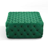 Vintage Green Velvet Buttoned Footstool Chesterfield Button Design Square Stool