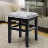 Dressing Table Stool Fabric Padded Vanity Chair Wooden Legs Bedroom Makeup Stool