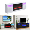 Modern 178cm TV Stand Unit Cabinet w/ Electric Fireplace & 12 Colour LED Light