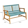 Garden Acacia Wooden Bench Chair Outdoor Patio Rope Loveseat Seating Furniture