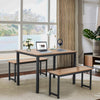 3 PCS Dining Table Set Dining Table & 2 Benches 2-4 Persons W/ Anti-Rust Frame