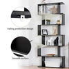 6-tier Bookcase Industrial S-Shaped Bookshelf Wooden Storage Display Shelf Home