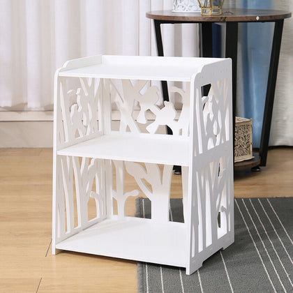 Chic White Wooden 3 Tier Bedside Table Storage Rack Organiser Cabinet Bookcase