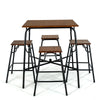 5-piece Bar Table Set Pub Dining Table Set w/Counter Height Backless Stools