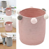 Woven Hamper Pompom Laundry Storage Basket Dirty Clothes Storage Basket